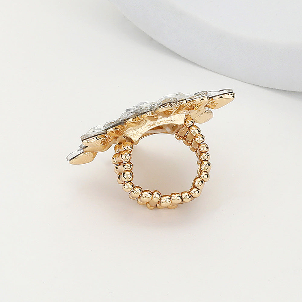 iLLASPARKZ Round Marquise Stone Embellished Snowflake Stretch Ring