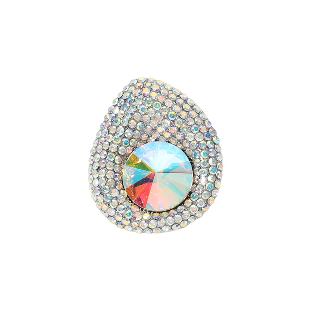 iLLASPARKZ Round Glass Stone Paved Stretch Ring