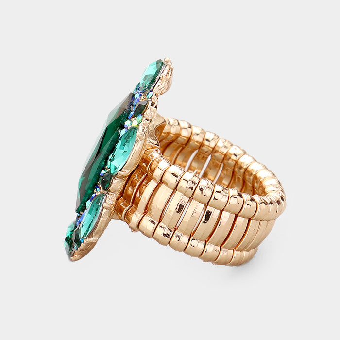 iLLASPARKZ Emerald Cut Crystal Centered Stretch Ring