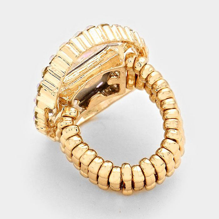 iLLASPARKZ Pave trim glass crystal stretch ring