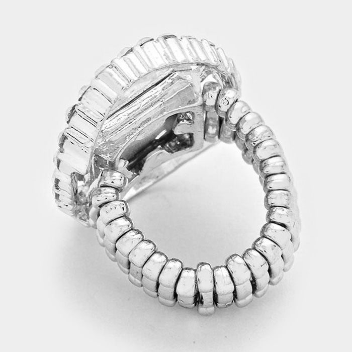 iLLASPARKZ Pave trim glass crystal stretch ring