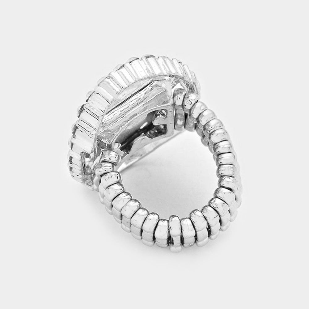 iLLASPARKZ Pave trim glass crystal stretch ring
