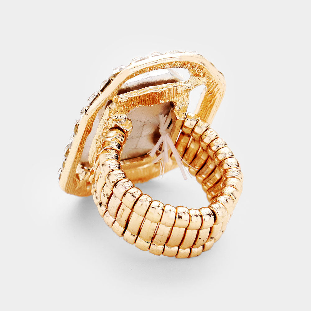 iLLASPARKZ Rhinestone Trimmed Emerald Cut Stretch Ring