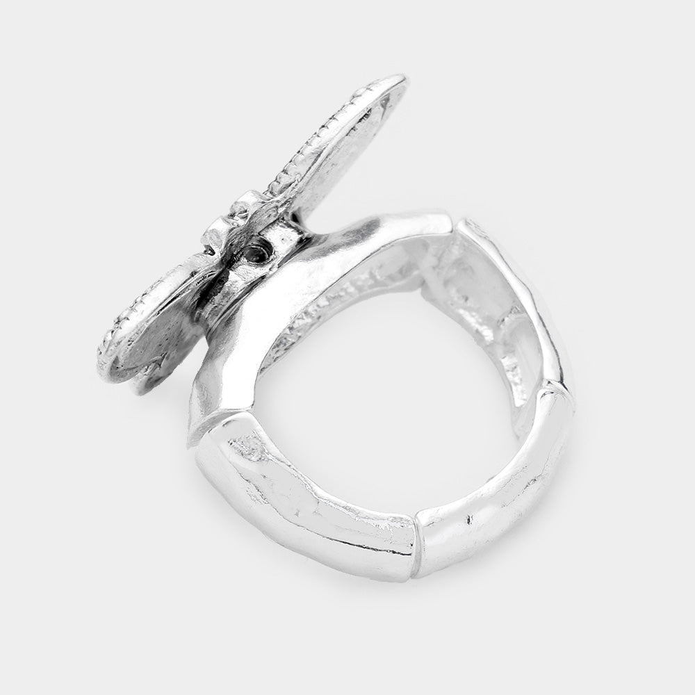 iLLASPARKZ Abalone Butterfly Antique Metal Stretch Ring