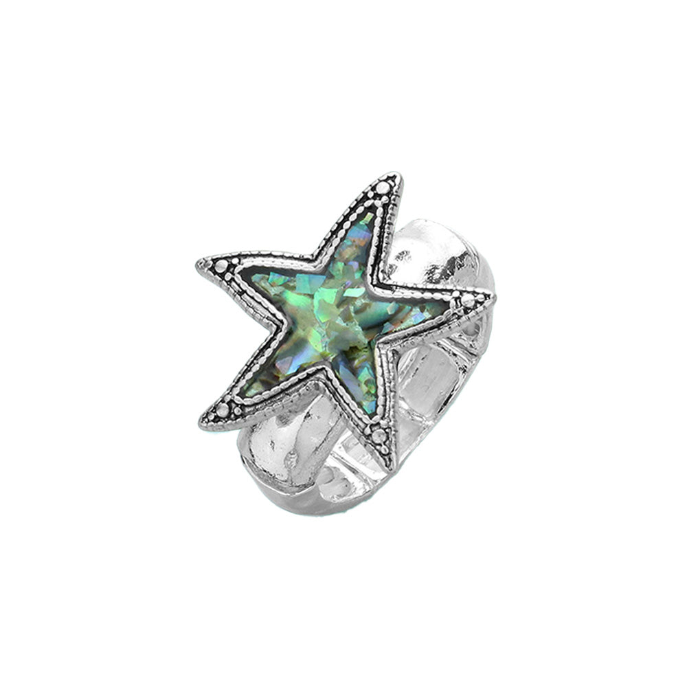 iLLASPARKZ Abalone Starfish Antique Metal Stretch Ring