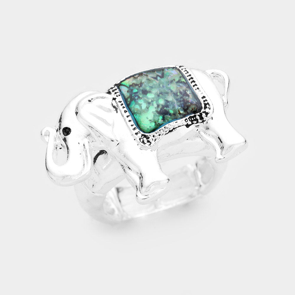 iLLASPARKZ Abalone Elephant Stretch Ring