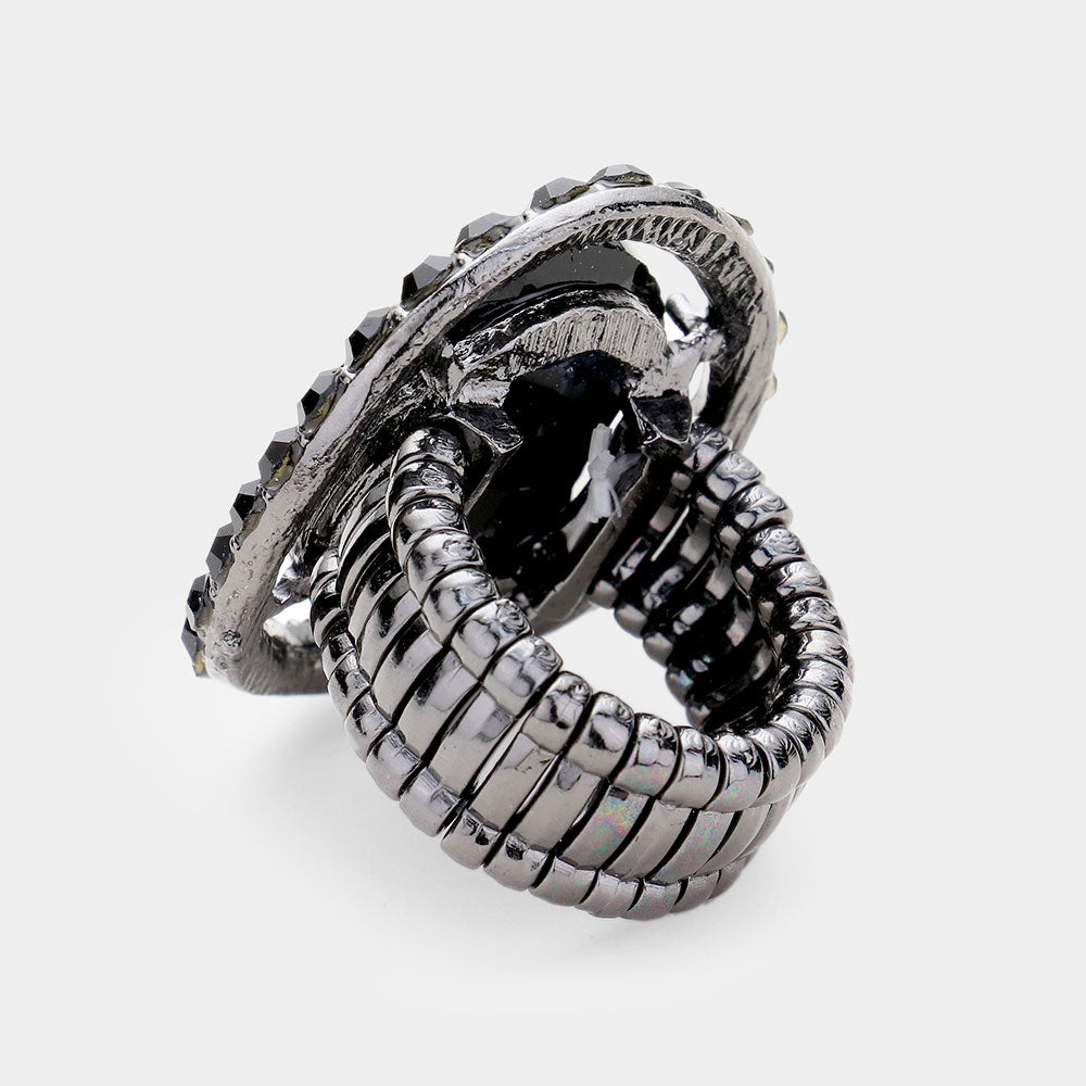 iLLASPARKZ Rhinestone Trimmed Oval Cut Stretch Ring