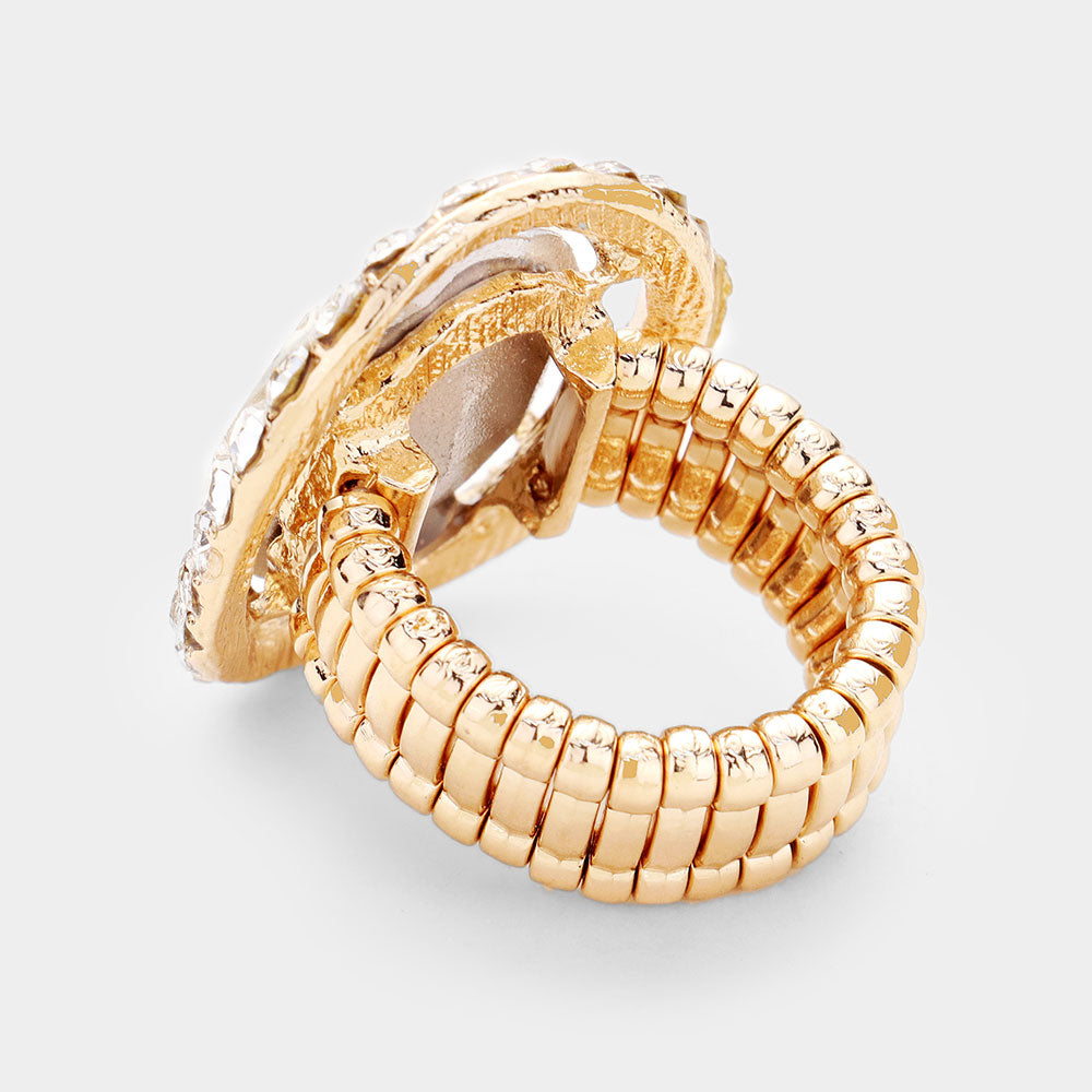 iLLASPARKZ Rhinestone Trimmed Oval Cut Stretch Ring