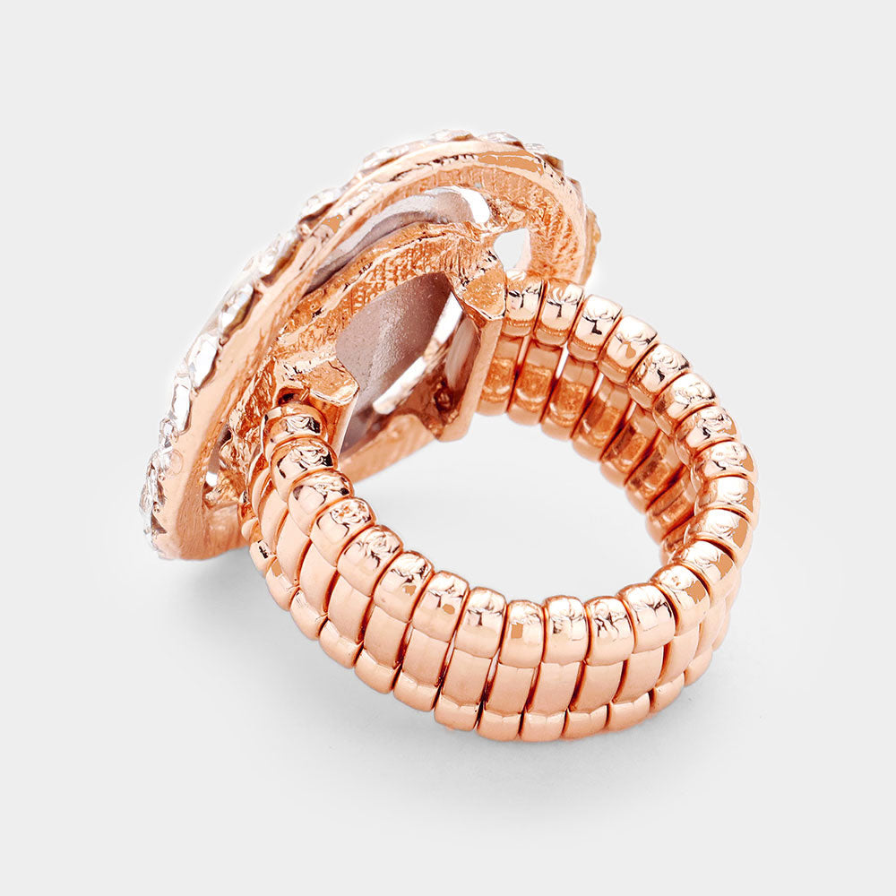iLLASPARKZ Rhinestone Trimmed Oval Cut Stretch Ring