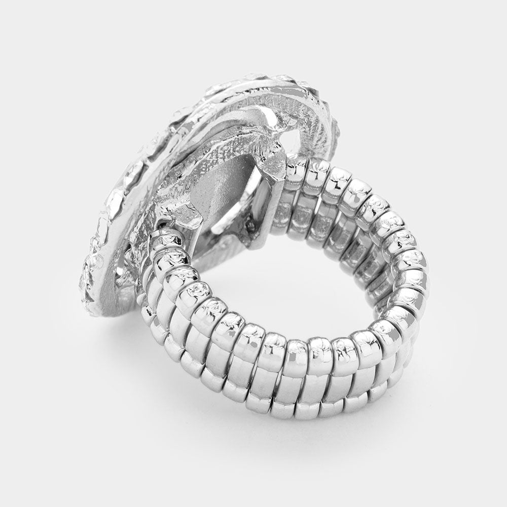 iLLASPARKZ Rhinestone Trimmed Oval Cut Stretch Ring