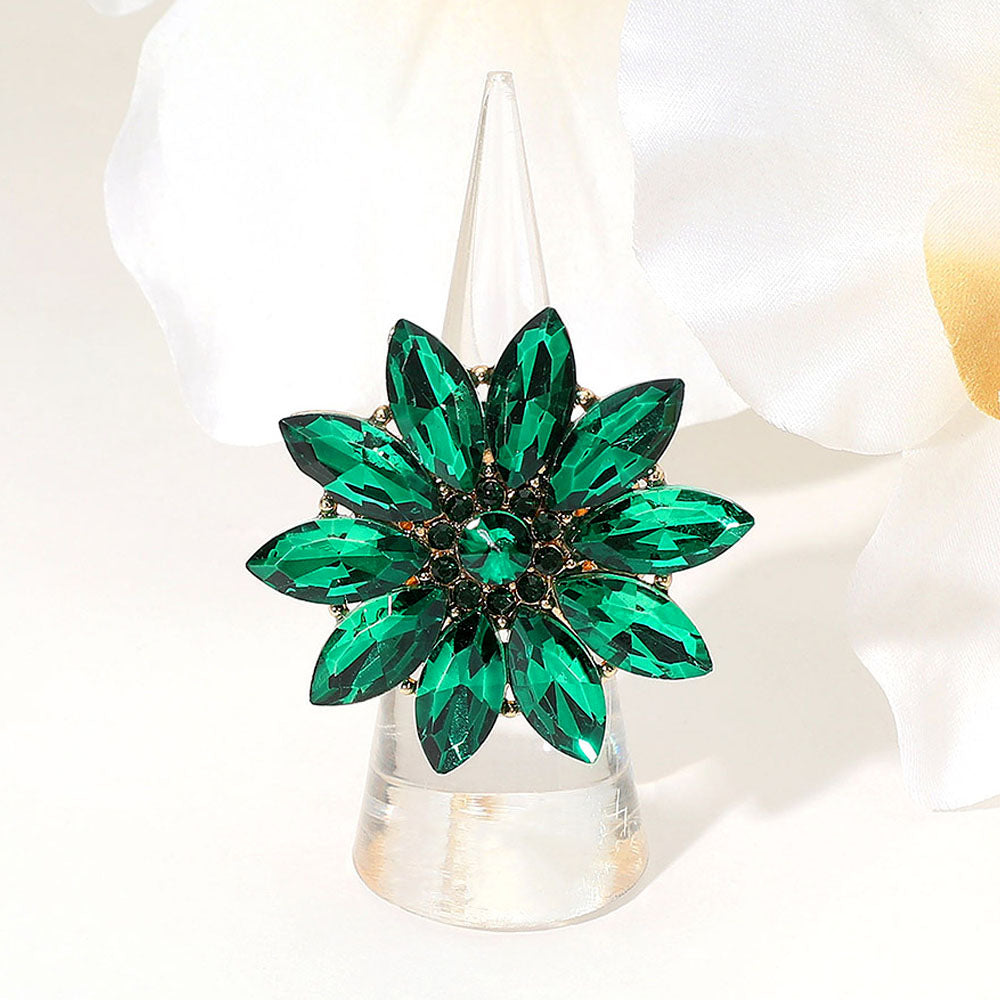 iLLASPARKZ Marquise Stone Cluster Flower Stretch Ring