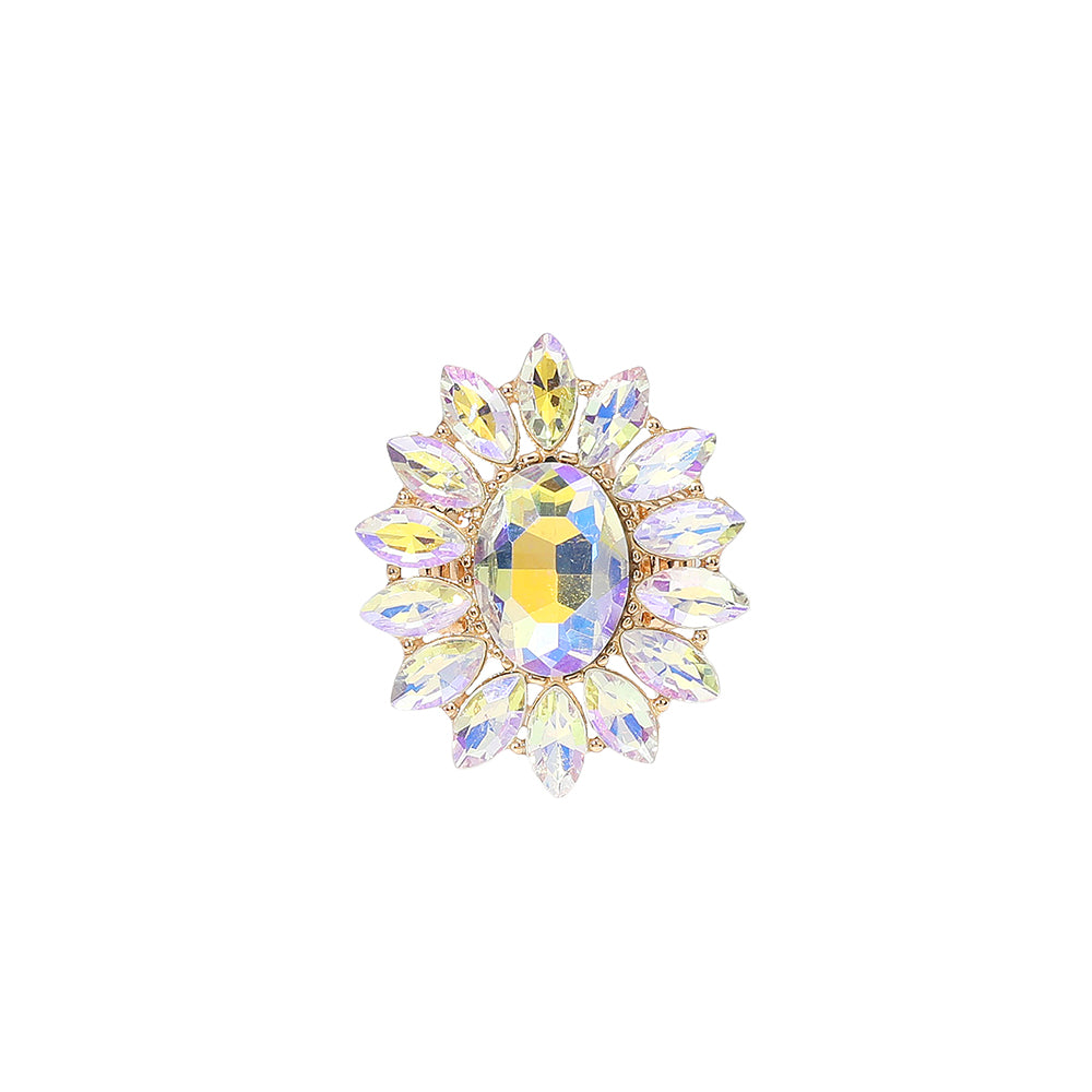 iLLASPARKZ Oval Stone Centered Marquise Stone Cluster Round Stretch Ring