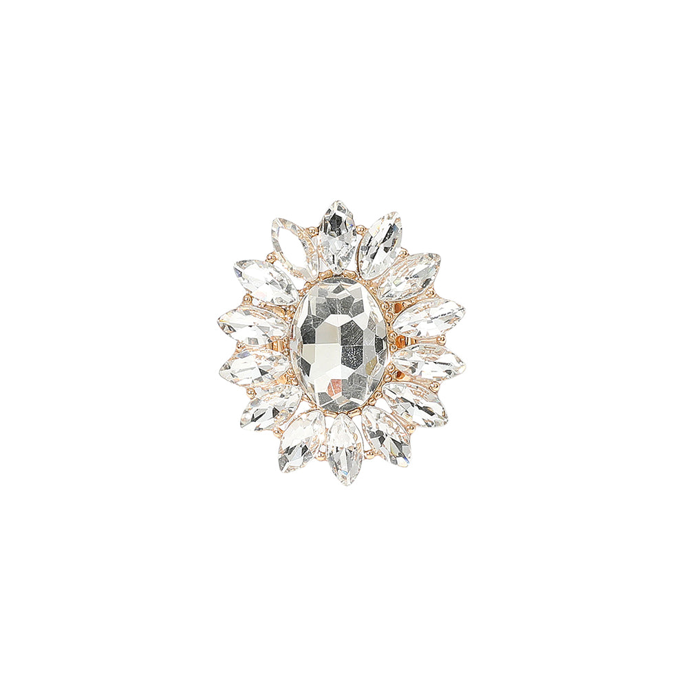 iLLASPARKZ Oval Stone Centered Marquise Stone Cluster Round Stretch Ring