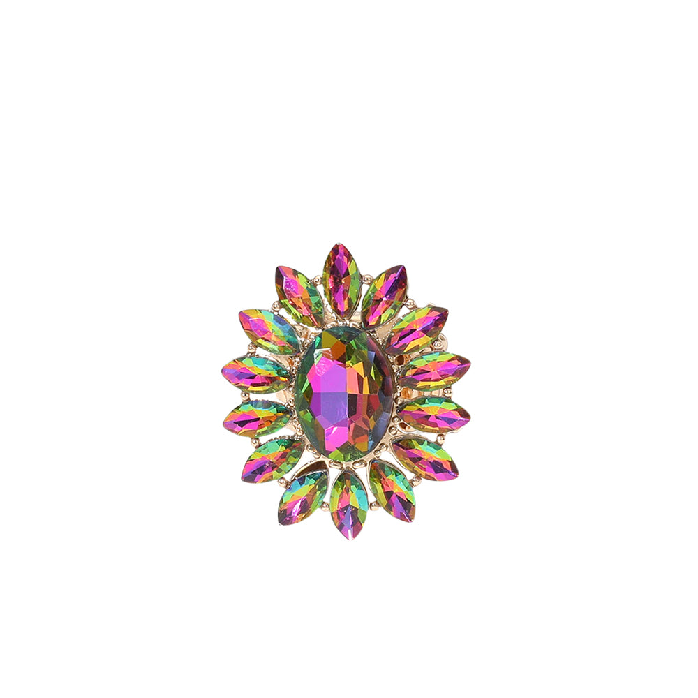 iLLASPARKZ Oval Stone Centered Marquise Stone Cluster Round Stretch Ring