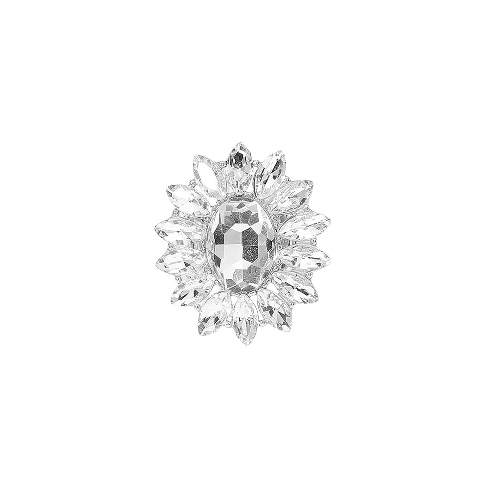 iLLASPARKZ Oval Stone Centered Marquise Stone Cluster Round Stretch Ring
