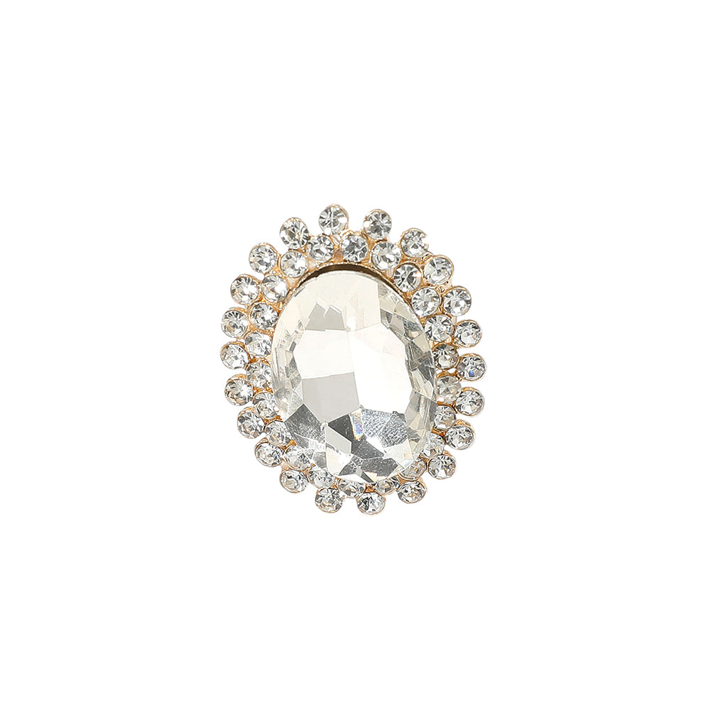 iLLASPARKZ Oval Stone Cluster Pointed Stretch Ring