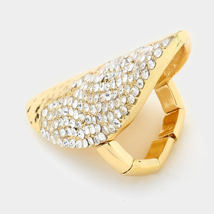 iLLASPARKZ Hammered metal & crystals stretch ring