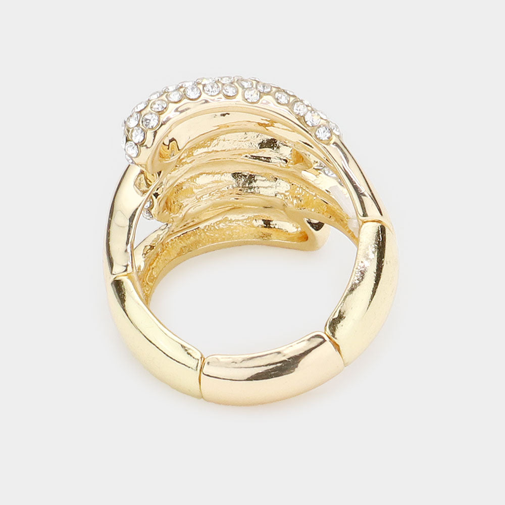 iLLASPARKZ Abstract Rhinestone Embellished Stretch Ring