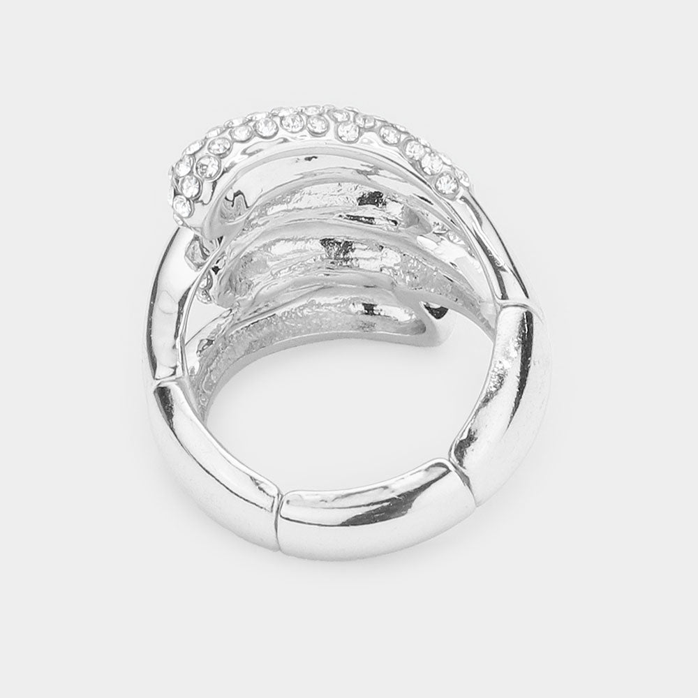 iLLASPARKZ Abstract Rhinestone Embellished Stretch Ring