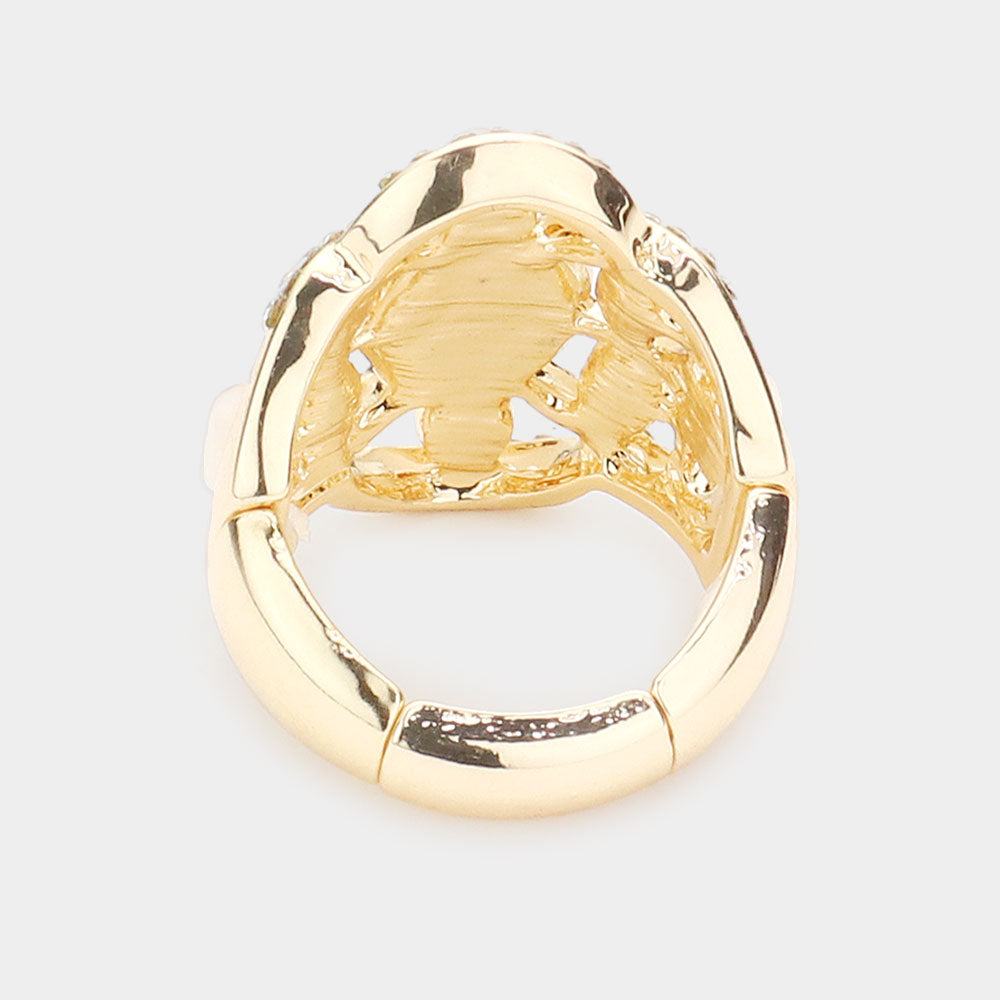 iLLASPARKZ Oval Stone Embellished Stretch Ring