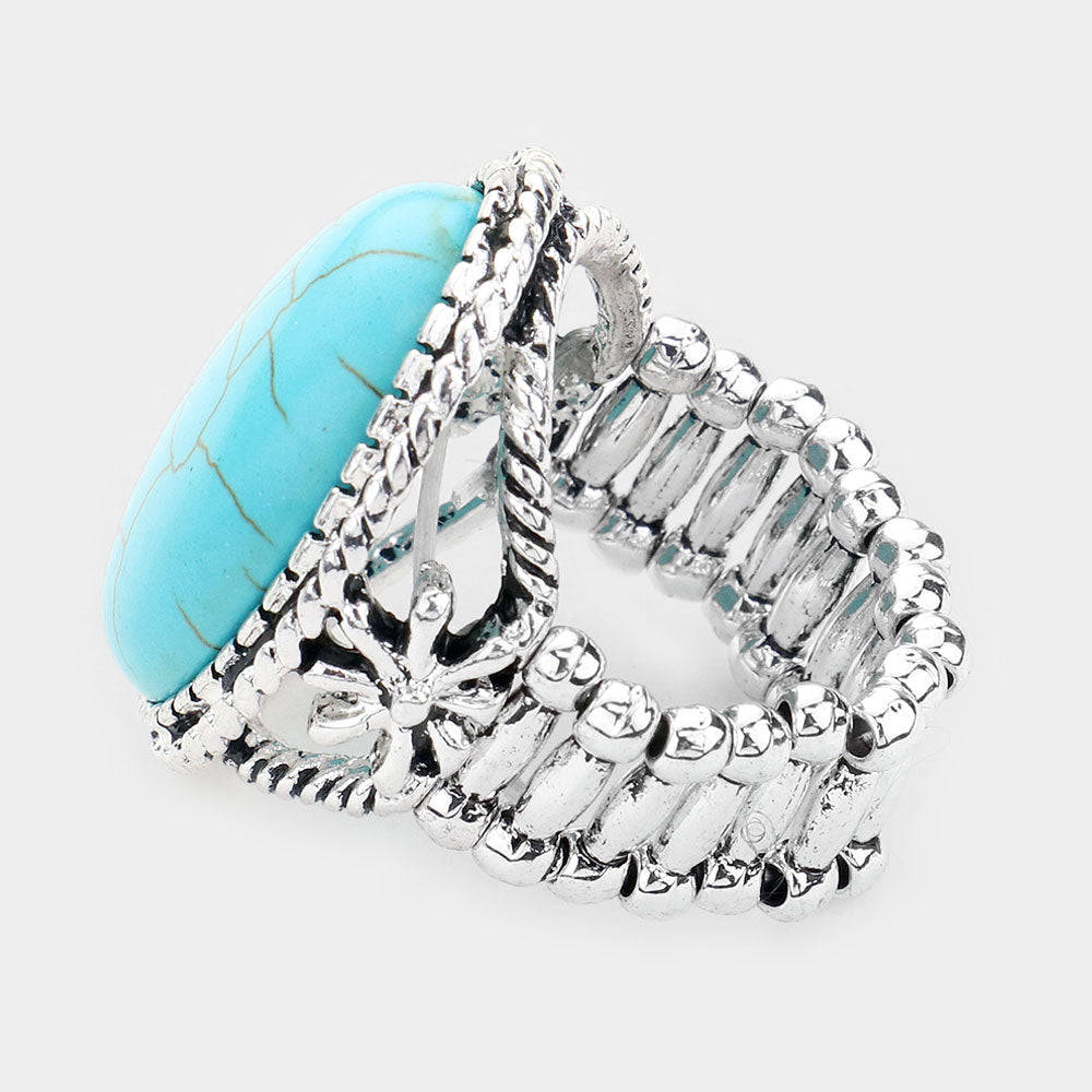 iLLASPARKZ Oval Turquoise Stone Stretch Ring