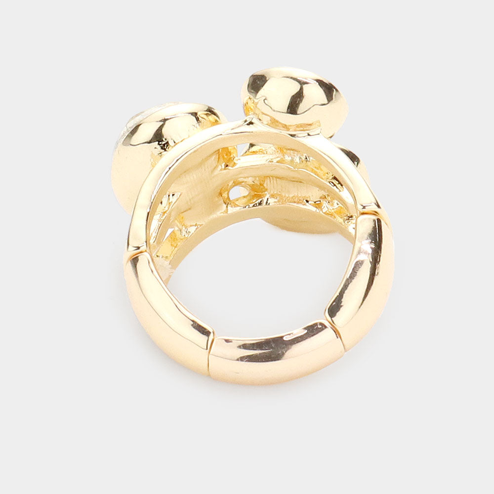 iLLASPARKZ Triple Geometric Stone Stretch Ring