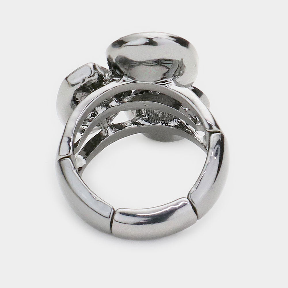 iLLASPARKZ Triple Geometric Stone Stretch Ring