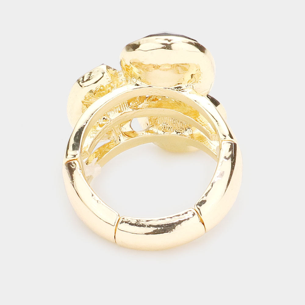 iLLASPARKZ Triple Geometric Stone Stretch Ring
