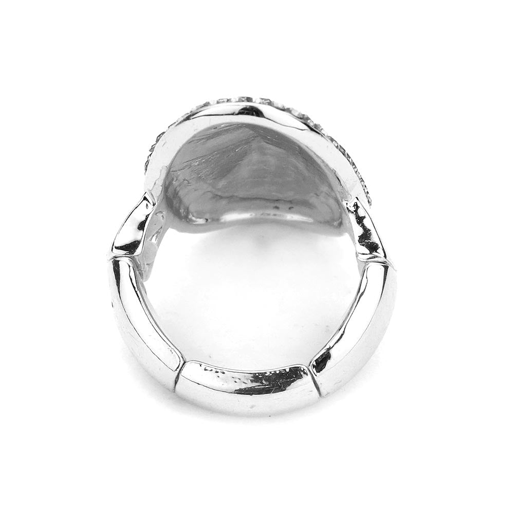 iLLASPARKZ Rhinestone Embellished Metal Oval Stretch Ring