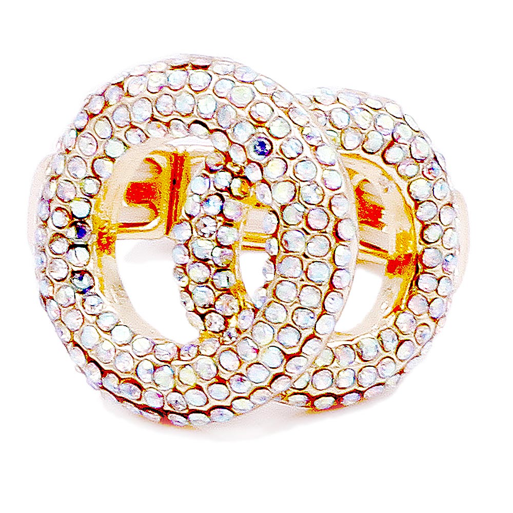 iLLASPARKZ Rhinestone Embellished Double Open Circle Stretch Ring