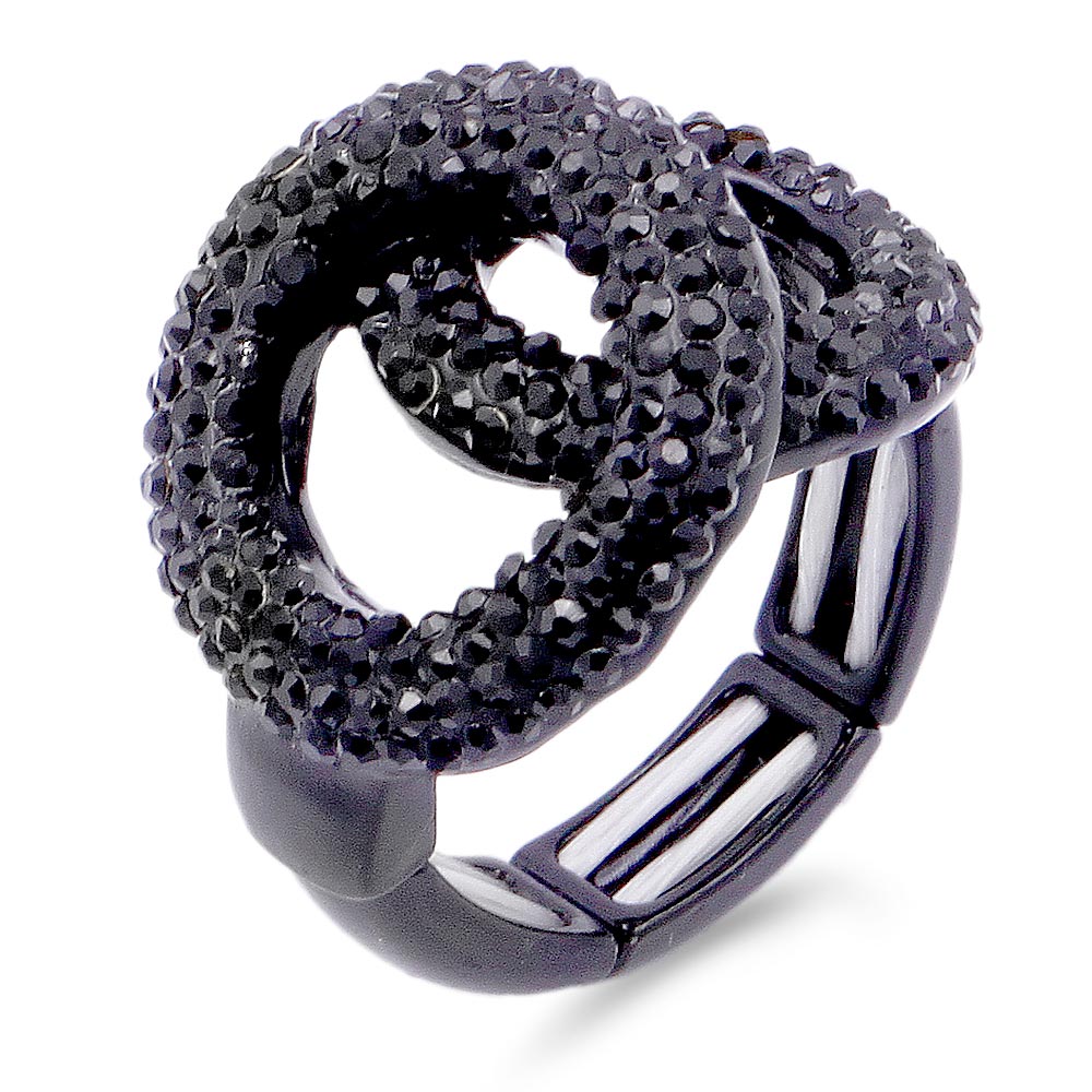 iLLASPARKZ Rhinestone Embellished Double Open Circle Stretch Ring