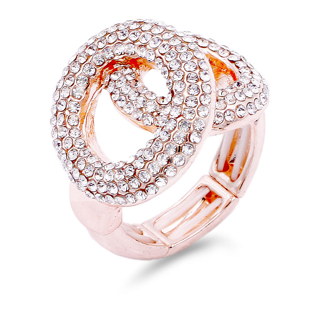 iLLASPARKZ Rhinestone Embellished Double Open Circle Stretch Ring