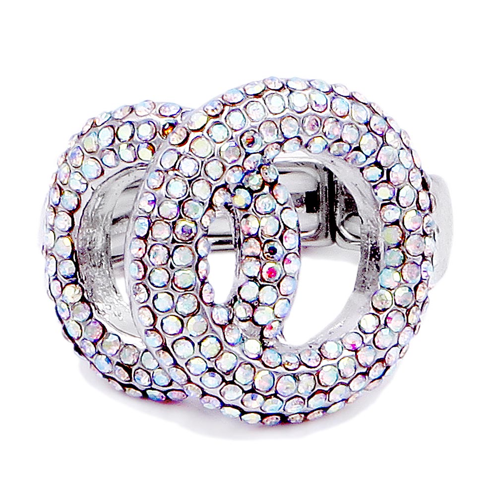 iLLASPARKZ Rhinestone Embellished Double Open Circle Stretch Ring