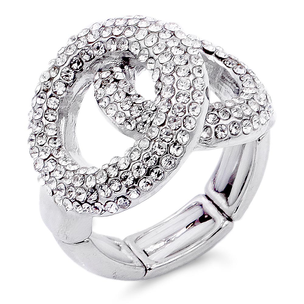 iLLASPARKZ Rhinestone Embellished Double Open Circle Stretch Ring