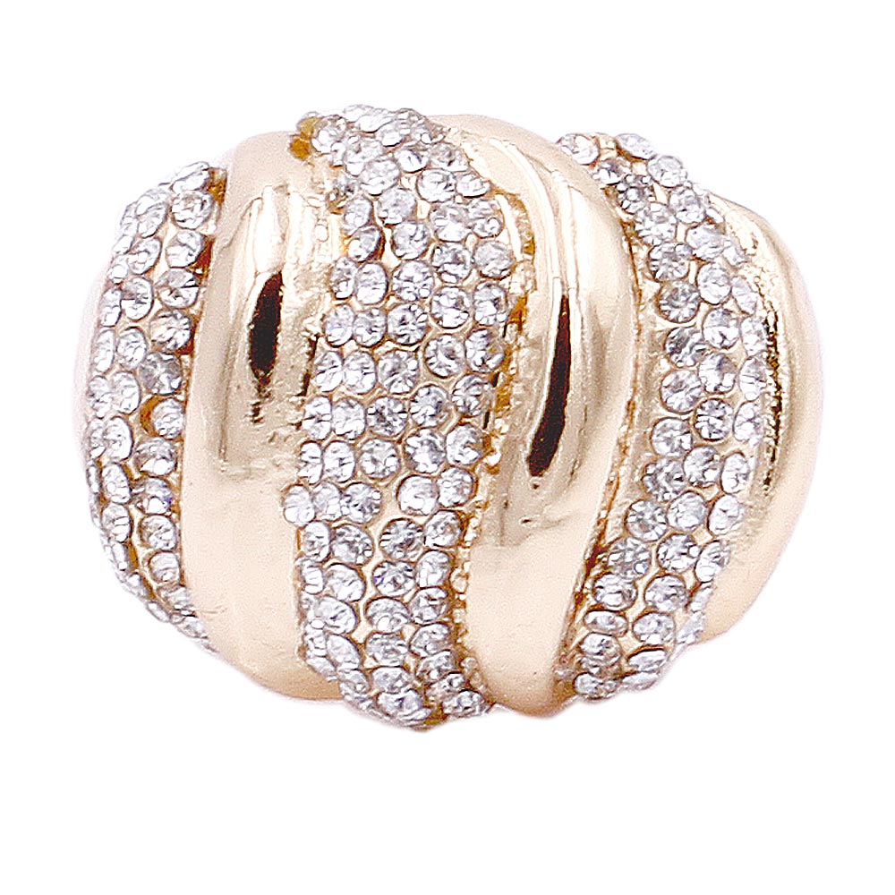 iLLASPARKZ Wavy Detailed Rhinestone Embellished Stretch Ring
