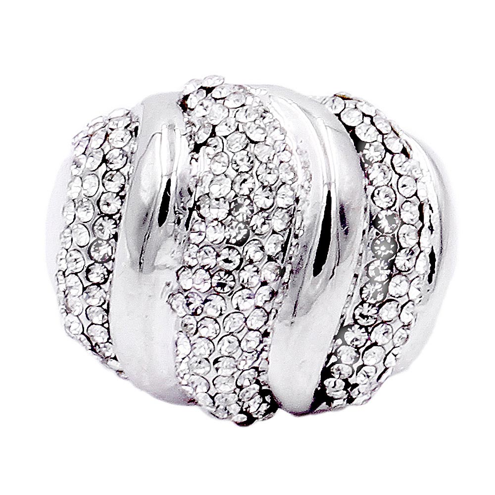 iLLASPARKZ Wavy Detailed Rhinestone Embellished Stretch Ring