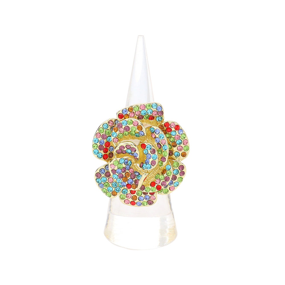 iLLASPARKZ Rhinestone Paved Flower Pointed Stretch Ring