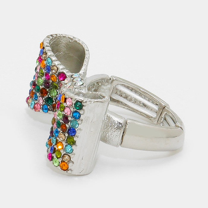 iLLASPARKZ Crystal Pave Bow Stretch Ring