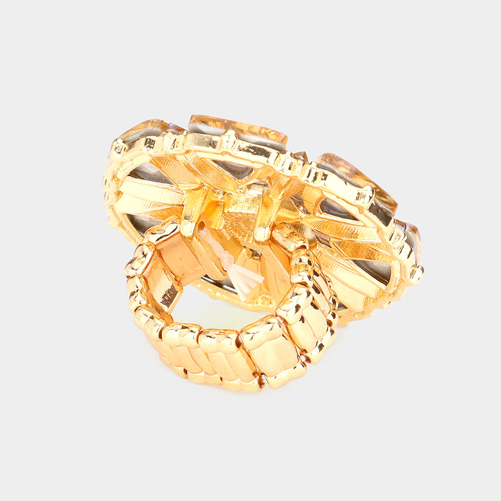 iLLASPARKZ Multi Stone Floral Stretch Ring