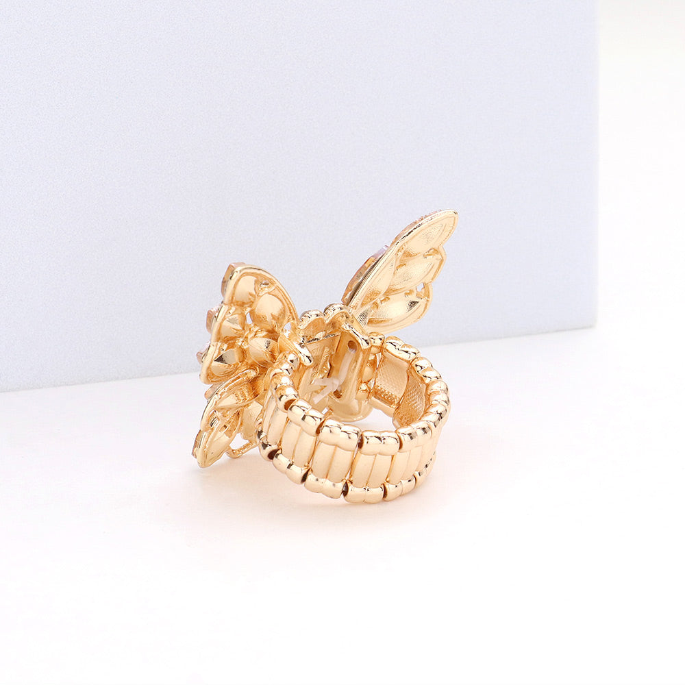 iLLASPARKZ Marquise Stone Cluster Butterfly Stretch Ring