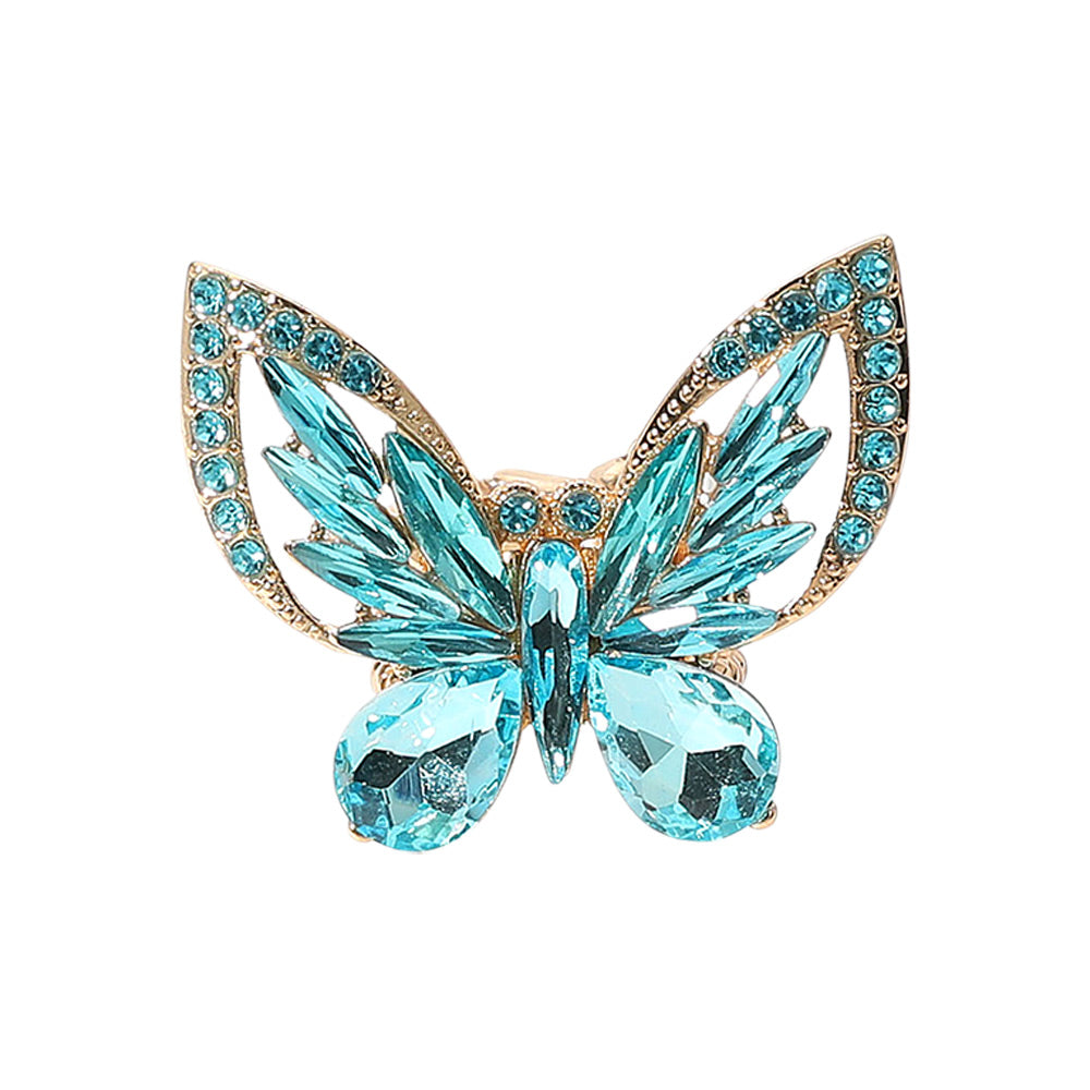 iLLASPARKZ Multi Stone Embellished Butterfly Stretch Ring