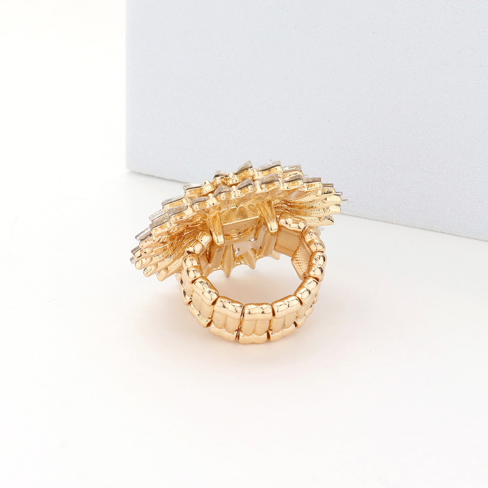 iLLASPARKZ Marquise Stone Cluster Flower Stretch Ring