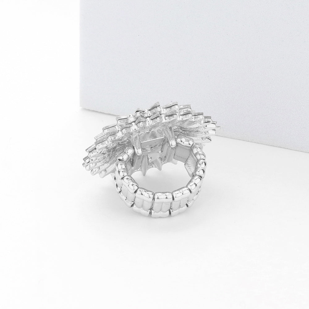 iLLASPARKZ Marquise Stone Cluster Flower Stretch Ring