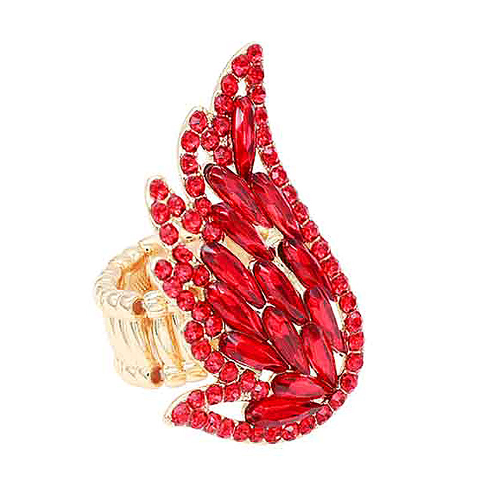 iLLASPARKZ Multi Stone Embellished Angel Wing Stretch Ring