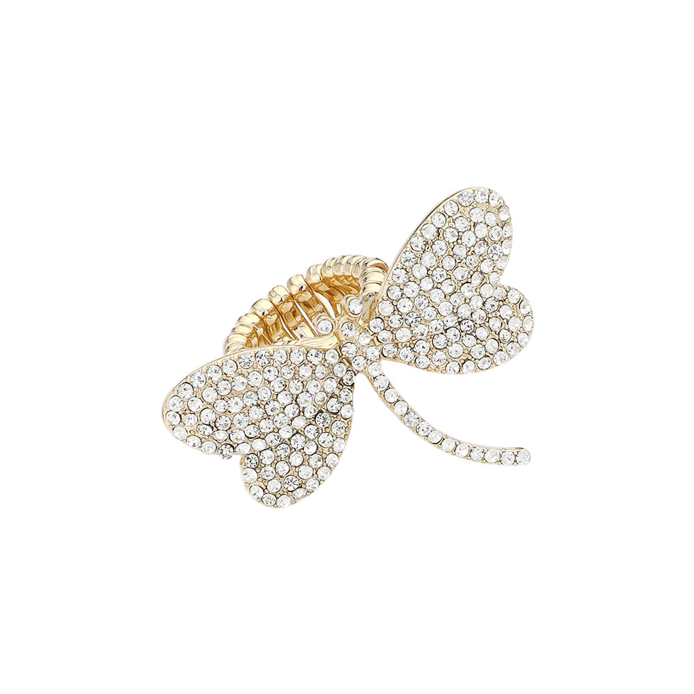 iLLASPARKZ Rhinestone Paved Dragonfly Stretch Ring