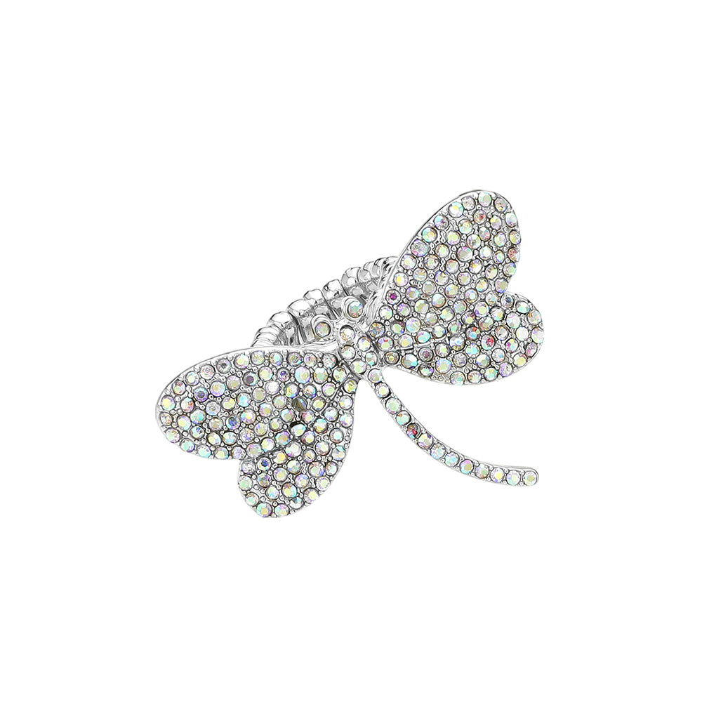iLLASPARKZ Rhinestone Paved Dragonfly Stretch Ring
