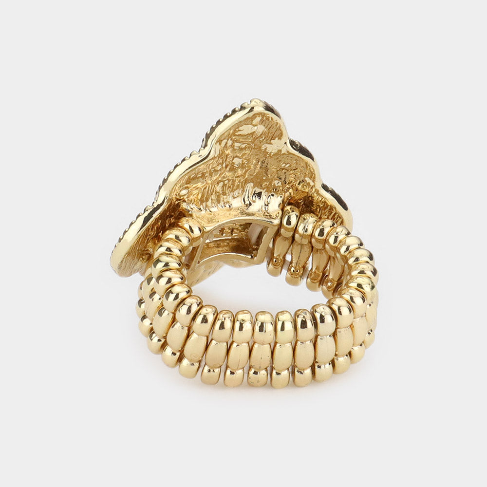 iLLASPARKZ Rhinestone Embellished Petal Stretch Ring