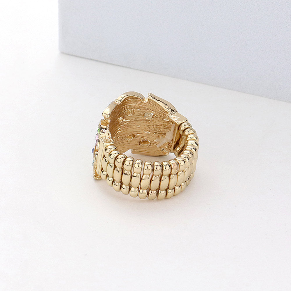 iLLASPARKZ Stone Paved Leaves Stretch Ring