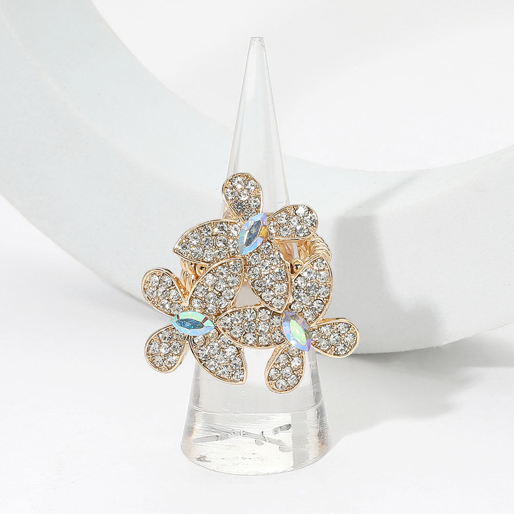 iLLASPARKZ Rhinestone Paved Triple Butterfly Stretch Ring