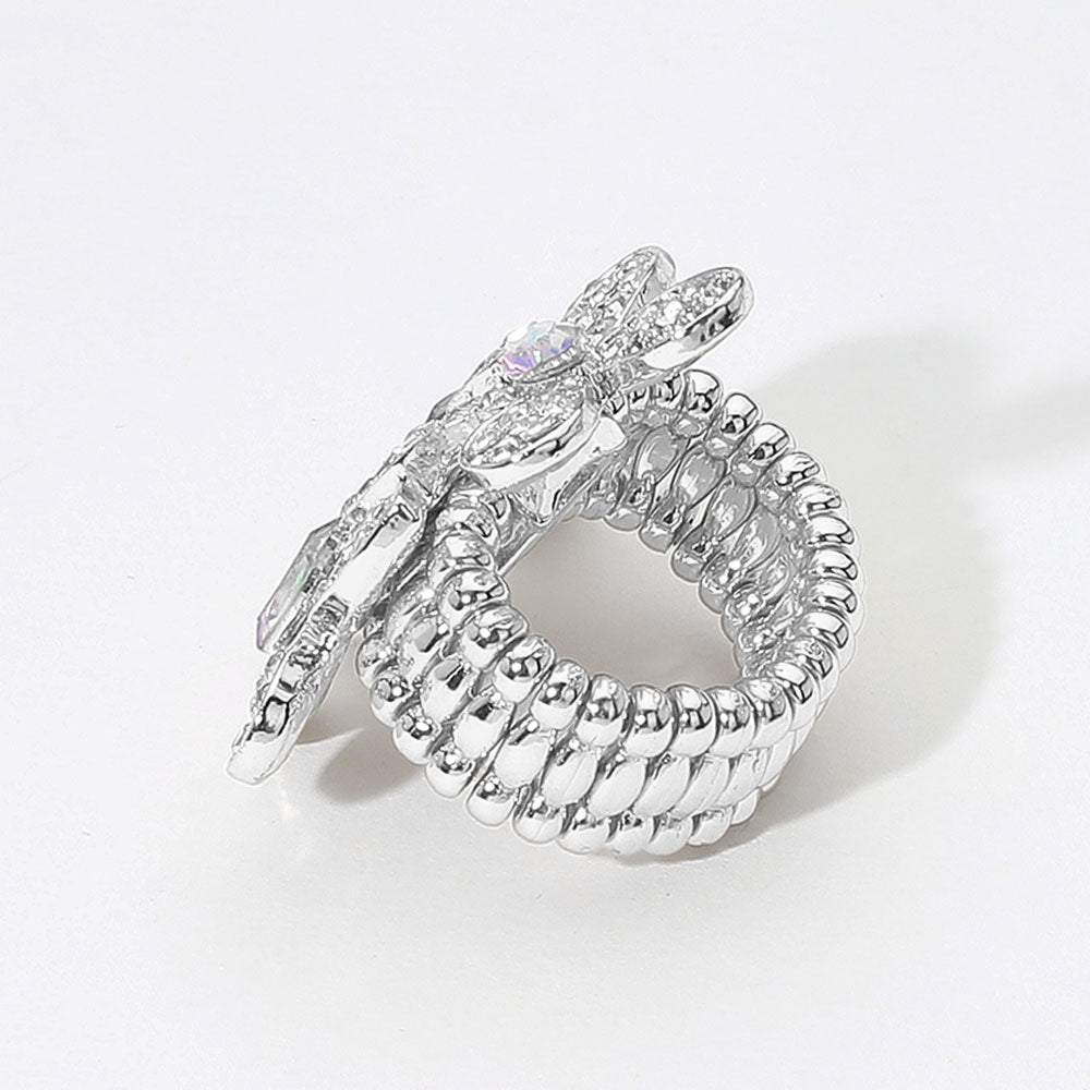 iLLASPARKZ Rhinestone Paved Triple Butterfly Stretch Ring